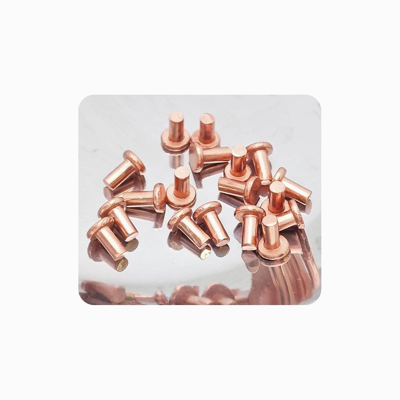 VIRELLO 100Pcs M2.5x5mm Flat Head Copper Solid Rivets for Electrical Applications, Leather Working, Belts, Wallets and Repairs - Image 4
